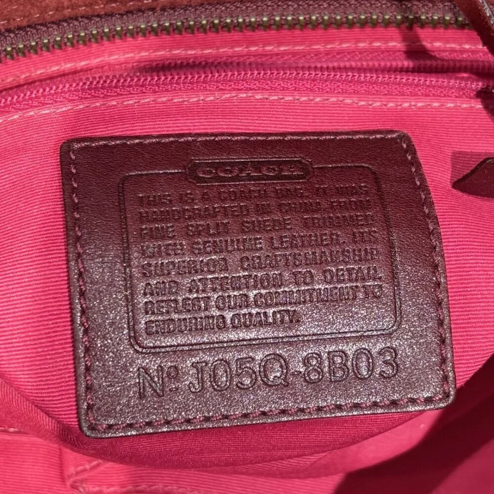 Coach 8B03 Burgundy Suede Hampton Bordeaux Tote - Picture 14 of 15